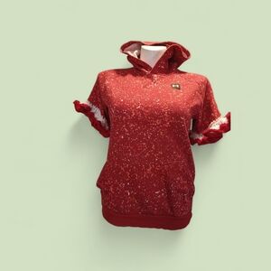 Under Armour Red Speckle Short-Sleeve Hoodie with Hood